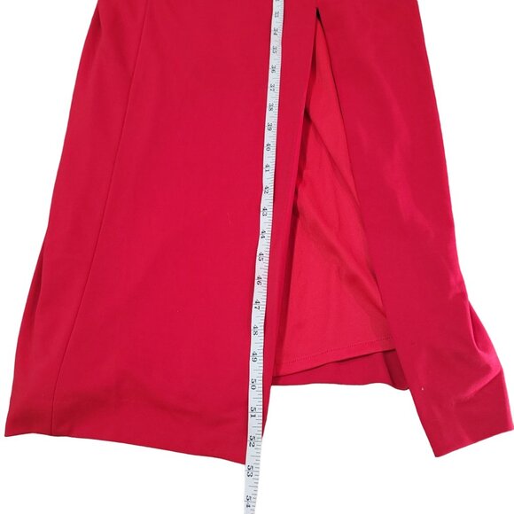 Faviana Stunning Red Evening Gown Prom Dress By Size 6 open back mesh side slit - Picture 6 of 8